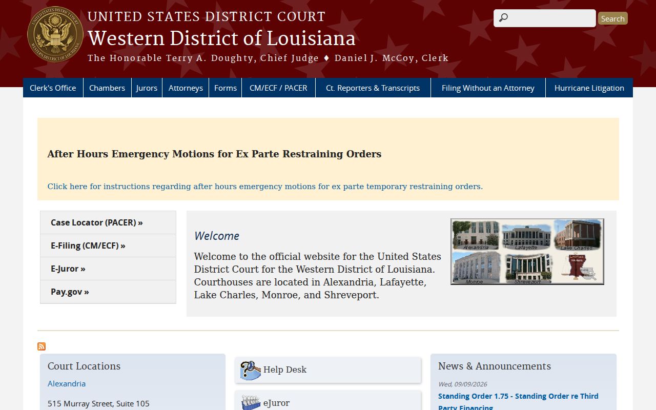 Bienville County warrant records: Western District of Louisiana federal court entry